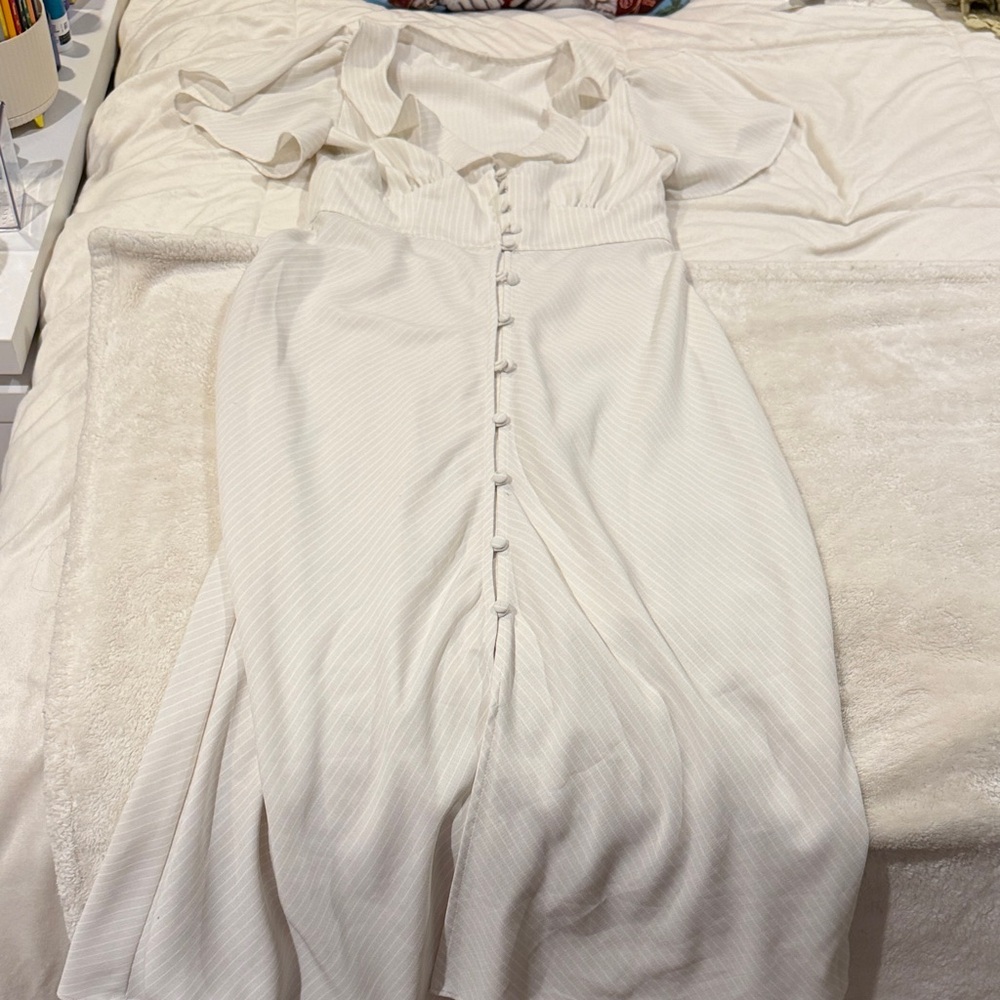 Urban Outfitters Cream Maxi Dress with Button Detail